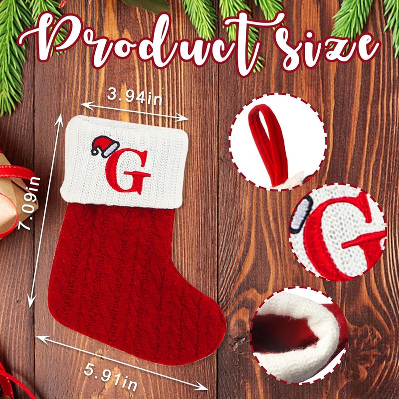 Heureppy Christmas Stockings Small Xmas English Letters Hanging Stockings Christmas Socks Double Sided Fireplace Hanging Stockings for Christmas Party Decoration New Year Party Gift Favors Supplies (Letter G) - Image 1